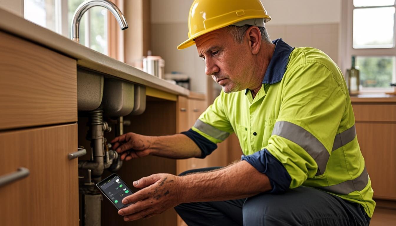 Aussie tradie on the tools with a missed call on the phone